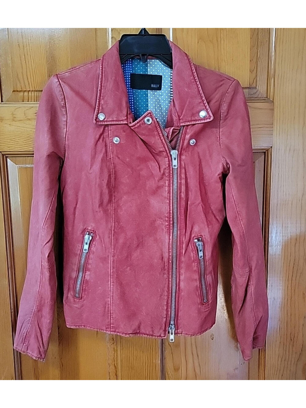 BULLY ITALY WOMEN'S MOTO LEATHER JACKET SIZE 44 ITALY 6 US